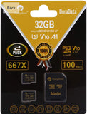 2 Pack 32GB Micro SD SDHC Memory Card Plus Adapter (Class 10