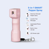 Smart Pepper Spray 5-in-1 (Black) Free GPS Location Texts & Phone Calls, Opt Professional Monitoring, Siren, Strobe Light, Maximum Strength, 10 ft Range, 4-yr Battery (no Charging Needed)