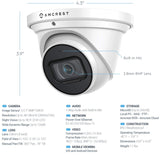 4K Security Camera System w/ 4K 8CH PoE NVR, (4) x 4K (8-Megapixel) IP67 Weatherproof Metal Turret Dome POE IP Cameras (3840x2160), Pre-Installed 2TB HDD, NV4108E-IP8M-T2599EW4-2TB (White)