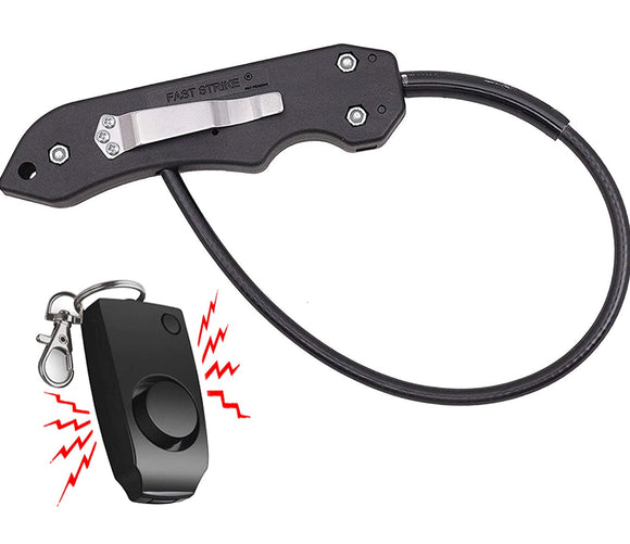 Fast Striker Emergency Bundle - Self Protection Whip & 130dB Loud Key Chain Alarm for Runners, Biker and Students