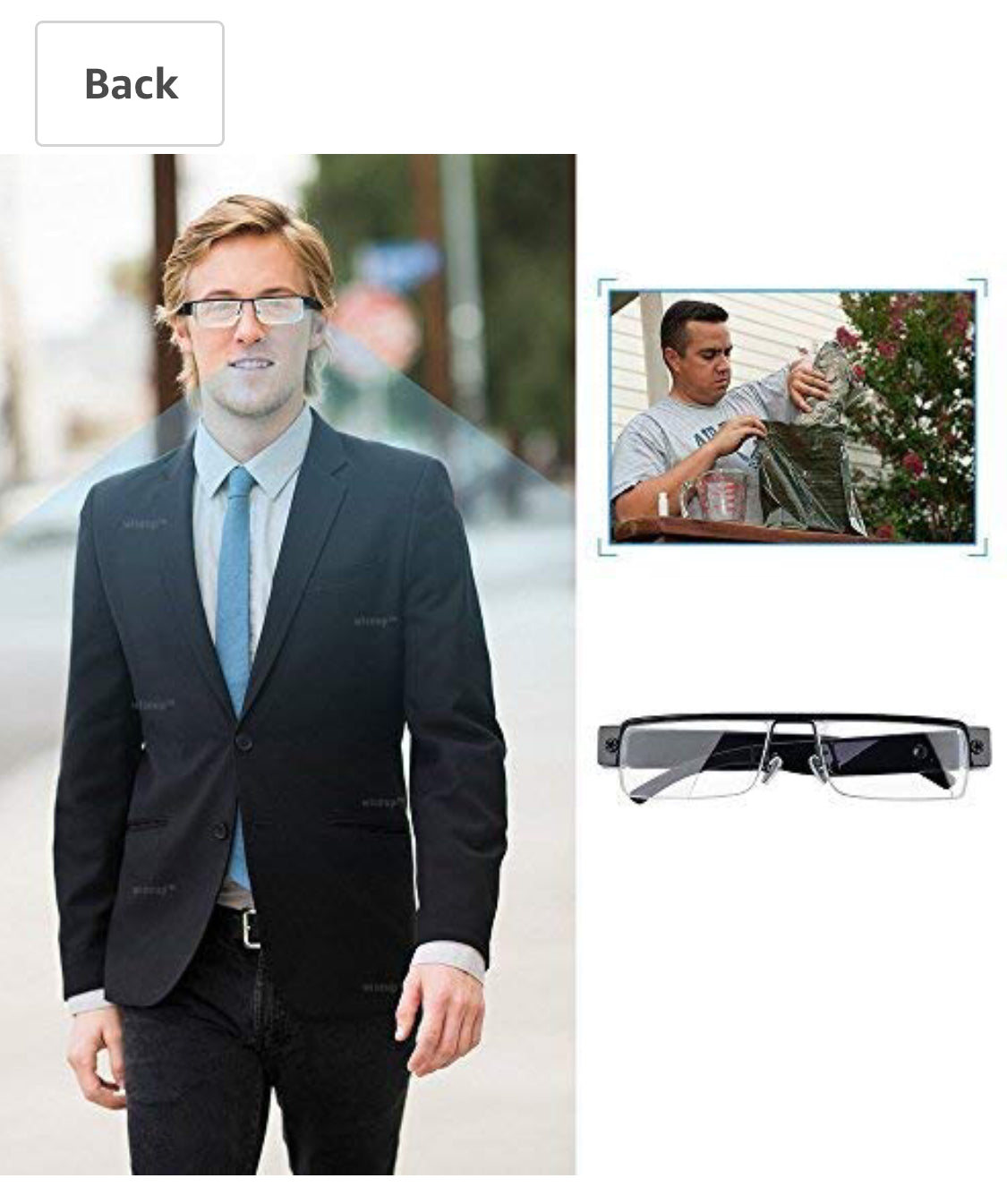 With built-in Full HD spy camera glasses Memory Not included