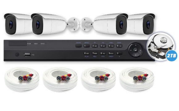 Complete 4 Camera 4K Ultra HD-TVI Surveillance System 2TB, Expandable up to 12 Cameras
