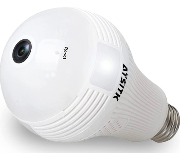 Light Bulb Camera 2K, 360° Panoramic 2.4G Home Wireless WiFi Smart 3MP Security Surveillance IP Indoor Outdoor