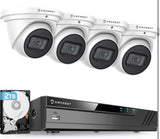 4K Security Camera System w/ 4K 8CH PoE NVR, (4) x 4K (8-Megapixel) IP67 Weatherproof Metal Turret Dome POE IP Cameras (3840x2160), Pre-Installed 2TB HDD, NV4108E-IP8M-T2599EW4-2TB (White)