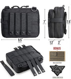 Tactical Molle Admin Pouch of Laser Cut Design, Utility Pouches Molle Attachment Military Medical EMT Organizer with Map Pocket EDC EMT Pack IFAK Tool Holder Universal U.S.A Patch Included