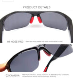 Video Camera Smart Glasses Polarized UV400 Lenses 1080P Hidden Sport Sunglasses (Black)