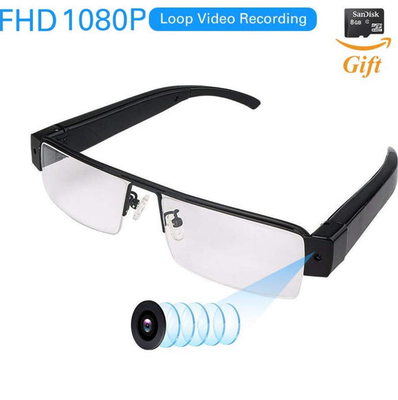 FHD 1080P Wearable Camera with Video Recording Mini Spy Camera Sunglasses, Mini DVR Camcorder Loop Recorder Take Pics/Snapshorts Micro SD Card Included …