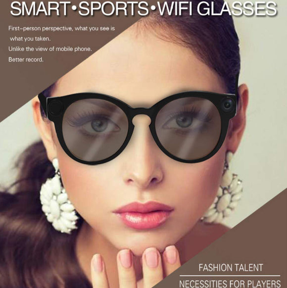 WiFi Sunglasses Sports Camera, HD 1080P Wireless Remote Video Glasses Camera Wide Angle Mini DV Camera Support iOS/Android