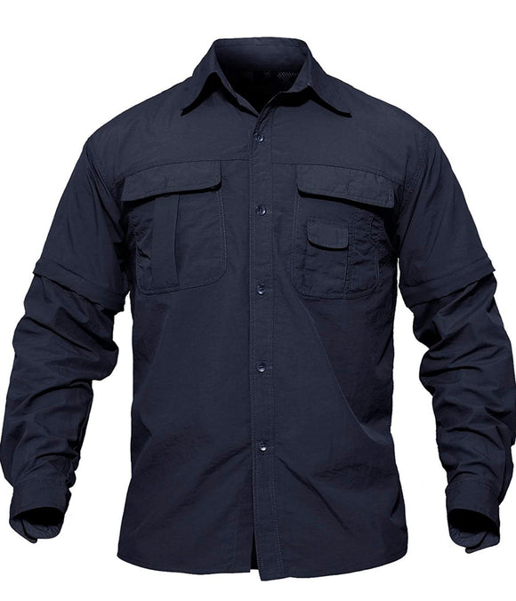 Men's Breathable Quick Dry UV Protection Solid Convertible Long Sleeve Shirt