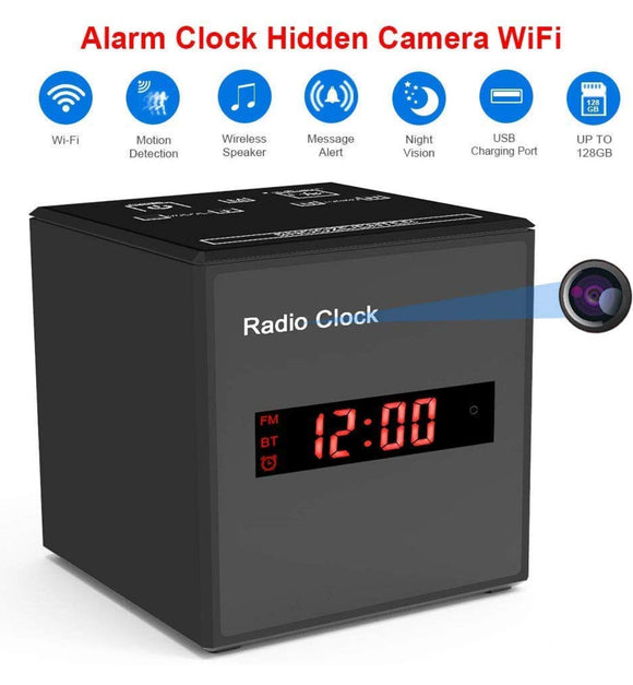 Hidden Camera WiFi Alarm Clock Radio,FUVISION Wireless Speaker Covert Camera with Motion Detect