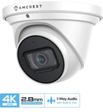 4K Security Camera System w/ 4K 8CH PoE NVR, (4) x 4K (8-Megapixel) IP67 Weatherproof Metal Turret Dome POE IP Cameras (3840x2160), Pre-Installed 2TB HDD, NV4108E-IP8M-T2599EW4-2TB (White)