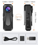 Small Body Camera, Personal Pocket Video Camera with Audio Loop Recording Time Stamps External Memory Up to 128GTwo Clips and Easy to Operation