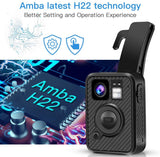 Body Mounted Camera 64G WiFi Version GPS 8-10H Recording Body Worn Cam .66 inch LCD Screen Big Button for Recording