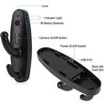Mini Spy Coat Hook Hidden Camera Motion Detection Clothes Hook Cam Covert Recorder Home Security Nanny Cam Black