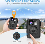 Body Mounted Camera 64G WiFi Version GPS 8-10H Recording Body Worn Cam .66 inch LCD Screen Big Button for Recording