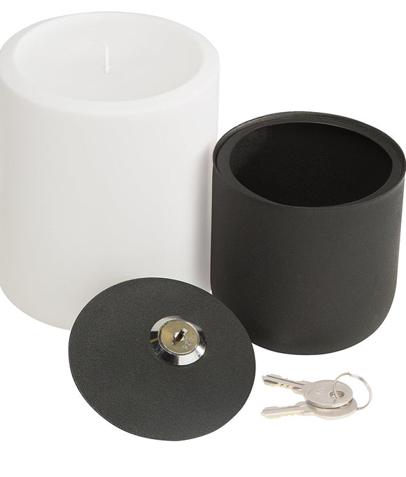 Hidden Candle Safe - Plastic Candle Safely Stores Small Valuables like Cash, Jewelry, Credit Cards; Secure Mounting Lockbox for Tabletop