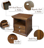 Lincoln Nightstand with Concealed Compartment, Concealment Furniture, Mocha