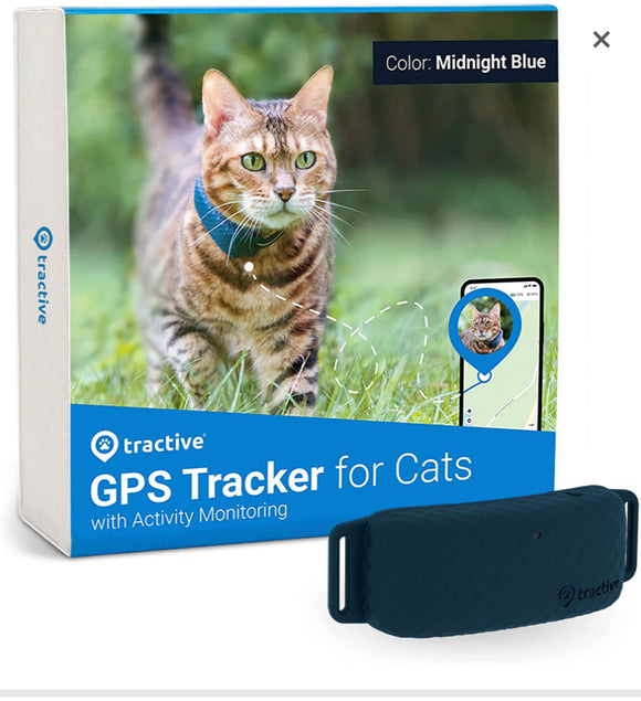 GPS Cat Tracker - Location & Activity, Unlimited Range & Works with Any Collar (Dark Blue) (TRAMINDB)