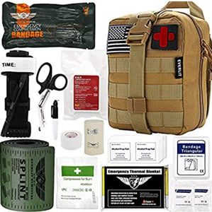 Emergency Survival Trauma Kit with Tourniquet 36" Splint, Military Combat Tactical IFAK for First Aid Response