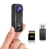 Small Body Camera, Personal Pocket Video Camera with Audio Loop Recording Time Stamps External Memory Up to 128GTwo Clips and Easy to Operation