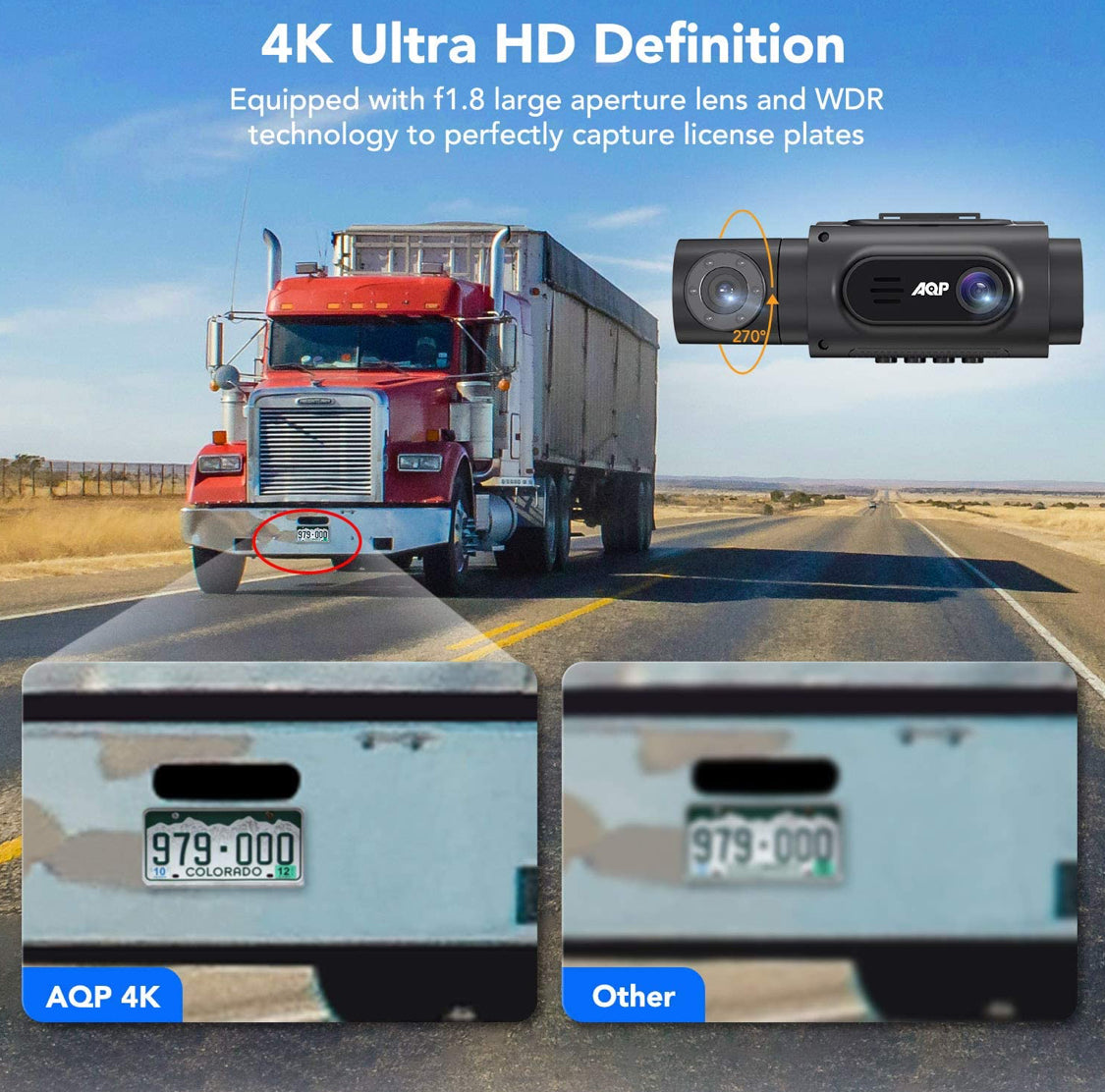 4K Dash Cam For Cars Front and Rear view camera for vehicle WiFi