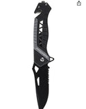 Smith & Wesson SW608BLS 8.5in High Carbon S.S. Folding Knife with 3.4in Serrated Drop Point Blade and Aluminum Handle for Tactical, Survival and EDC