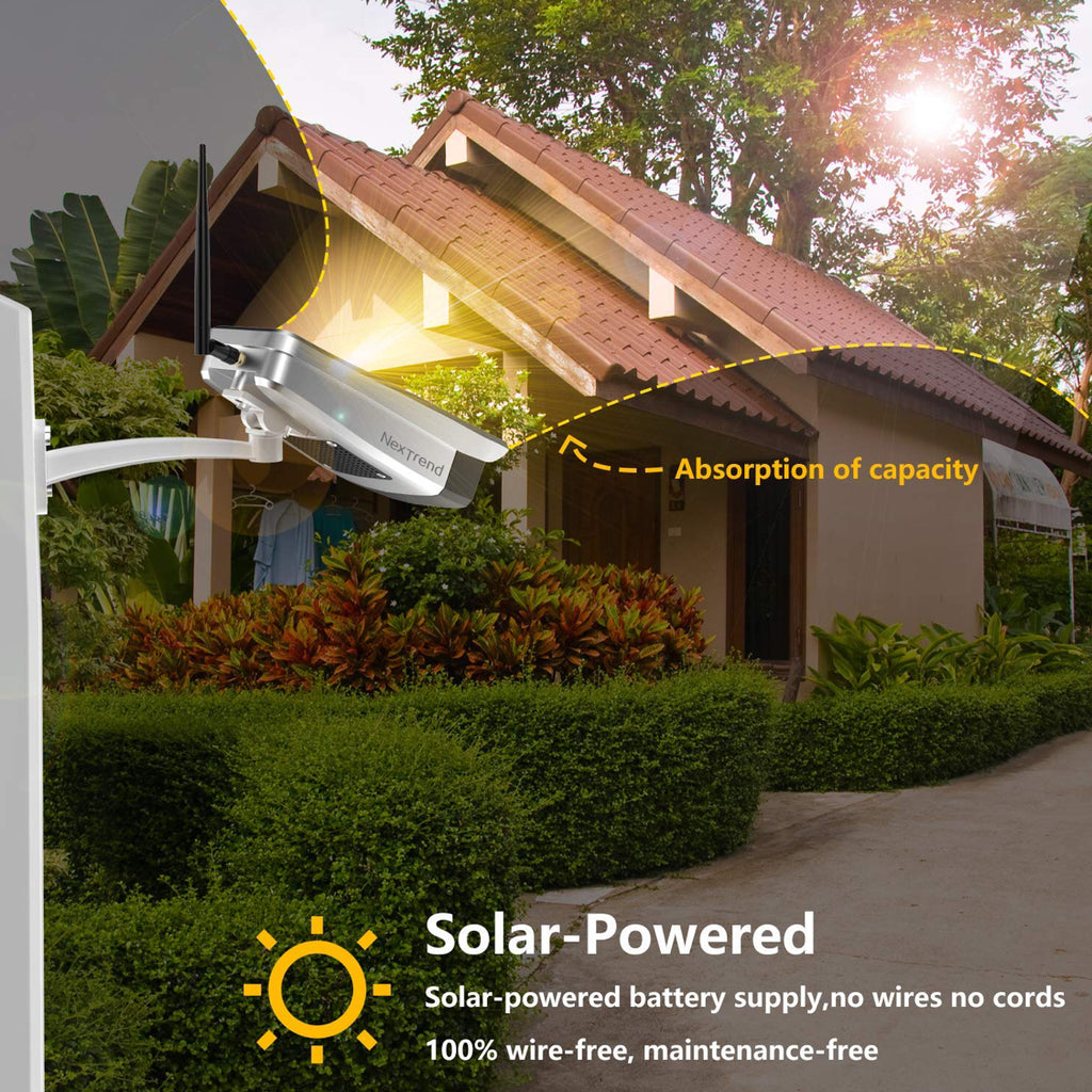 Solar Powered Battery Security Camera, NexTrend Outdoor 1080P Home Wir ...