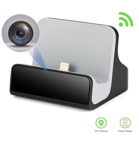 Hidden Spy Charging Dock Nanny Camera with Motion Detection, Invisible Lens, Video Recorder for Home Security and Surveillance(IOS Charger)